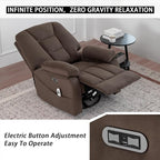 Power Swivel Rocker Recliner with Massage and Heat, USB and Type-C Port, Infinite Position, Electric Glider Rocking Chairs Living Room, Soft Fabric Reclining Sofa Chair (Velvet Brown)