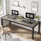 Tribesigns 78.7 Inches Extra Long Computer Desk 2 Person Desk, Double Long Desk, Workstaion for Home Office (Gray+Black)