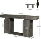 Tribesigns Farmhouse Wood Console Table, 70.9-Inch Entryway Accent Table with U-Shaped Base, 2-Tier Extra Long Sofa Tables for Entrance, Hallway, Living Room (Dark Gray)