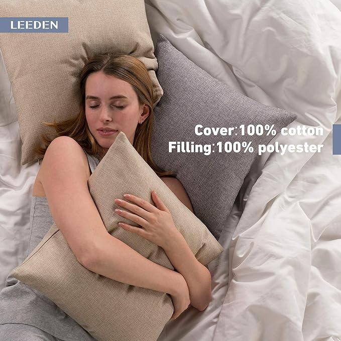 Leeden 16 x 16 Pillow Inserts (Set of 2) -Throw Pillow Inserts with 100% Cotton Cover - 16 Inch Square Decorative Pillows for Sofa, Couch, Bed and Home Decor