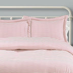 Lush Decor Farmhouse Stripe Reversible Cotton Comforter Set, 3 Piece Set, Full/ Queen, Red - Cozy F𝚊rmhouse Bedding Set - Rustic Decor - Striped Comforter - Modern Farmho𝚞se Bedroom Decor
