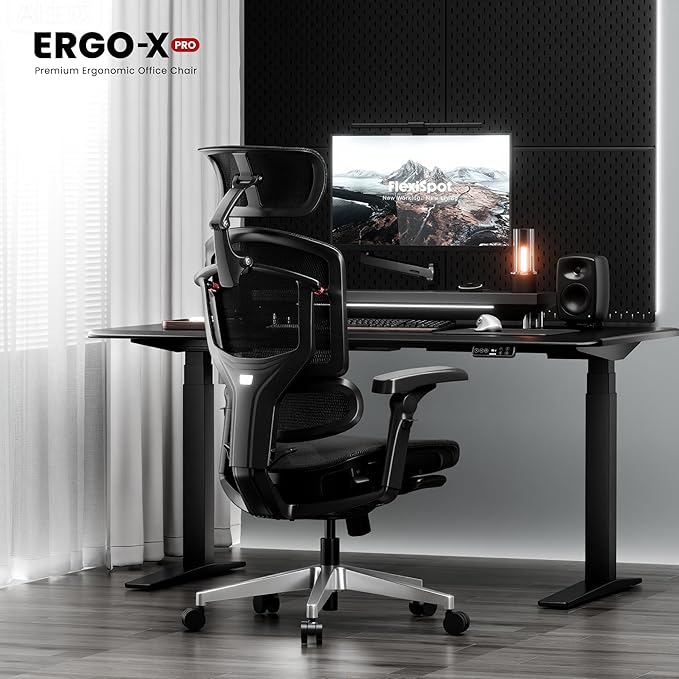 FLEXISPOT ErgoX-PRO Ergonomic Office Chair with Footrest Black – AeroWeave 5.0 Mesh Seat, 5D Lumbar, 7D Armrests, 4D Headrest, 551LBS Capacity – Office, Gaming, Home