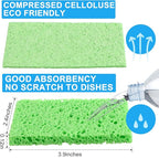 Zhengmy 48 Pieces Kitchen Sponge Bulk Natural Sponges for Dishes Compressed Wood Pulp Sponges Cleaning Sponge Without Scratching for Kitchen Bathroom, 3.9 x 2.4 x 0.12 Inch (Multicolor)