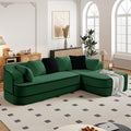 Cloud Sectional Sofa Modern Boneless Couch for Living Room, Comfy Deep Seat Comfy Teddy Fabric Double Sofa Chaise No Assembly Required (Green, 106" L Shape with Right Facing)