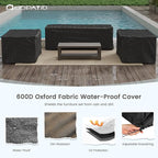 UDPATIO Aluminum Patio Furniture Set, 7 Seats Outdoor Patio Sets with Coffee Table, Faux Wood Patio Furniture Set Metal Modern Outdoor Sectional for Deck Porch Patio, Dark Grey