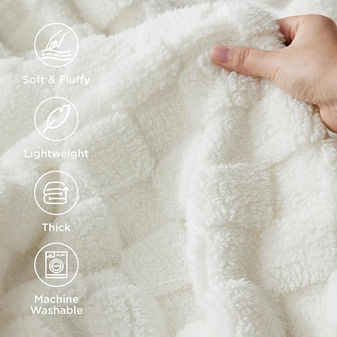 Bedsure GentleSoft Twin Blanket for Bed White - Super Soft Cozy Blankets for Women Men Girls, Cute Fuzzy Fleece Throws for Bedroom Couch, 60x80 Inches