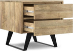 SIMPLIHOME Lowry Solid Mango Wood and Metal 22 inch Wide Rectangle Modern Industrial Side Table in Natural for The Living Room and Bedroom