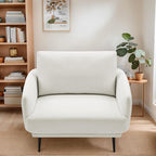 Mid-Century Accent Chair,Modern Oversized Armchair for Living Room,Comfy Upholstered Reading Accent Chairs for Bedroom,Single Sofa Chair (White-1PACK)