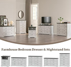 Farmhouse 8 Drawers Dresser for Bedroom, 48" Wide Wood Chest of Drawers with Deep Drawers & Bar Handles, Modern Dresser TV Stand, Rustic Wooden Closet Storage Organizer for Living Room, Hallway, White