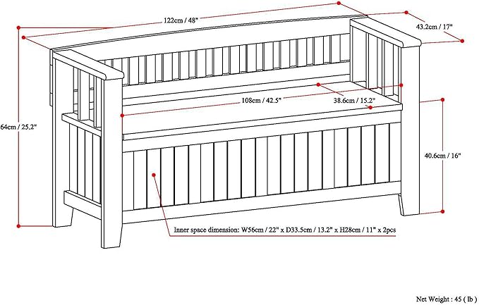SIMPLIHOME Acadian Entryway Storage Bench - 48 inch Wide Solid Wood Hallway Seat in White, Transitional Bench for Entryway or Living Room with Lift-Up Lid and Spacious Storage
