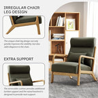 Accent Chair Mid Century Modern Chair Linen Fabric Living Room Chairs with Solid Wood Frame Comfy Upholstered and Lumbar Pillow Reading Side Chair Easy Assembly for Bedroom (1, Green)