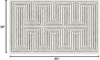 RUGGABLE x Jonathan Adler Machine Washable Modern Area Rug – Labyrinth Black/Ivory 3x5, Stain-Resistant, Non-Slip – Small Rugs for Living Room, Bedroom, Hallway, Entryway & Office–with Standard Pad
