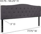 BizChair Tufted Upholstered King Size Headboard in Dark Gray Fabric