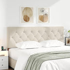 Upholstered Queen Headboard Only for Bed Frame from 49”-62”, Adjustable Height Queen Head Board with Durable Wood Legs, Bed Headboard in Modern Button Design, Beige