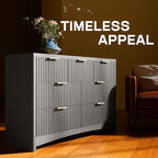 Marsail Fluted 7-Drawer Wide Wooden Dresser, Smooth Gliding Drawers & Large Capacity Storage Space, Modern Organizer Cabinet for Bedroom or Hallway, Light Grey