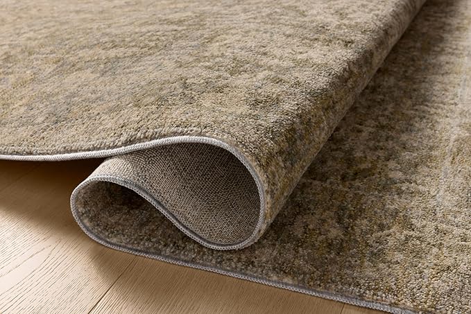 Loloi Magnolia Home by Joanna Gaines Junie Collection JUE-02 Moss/Natural 5'-3" x 5'-3", .38" Pile Height, Round Area Rug