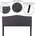 BizChair Arched Button Tufted Upholstered Queen Size Headboard in Dark Gray Fabric