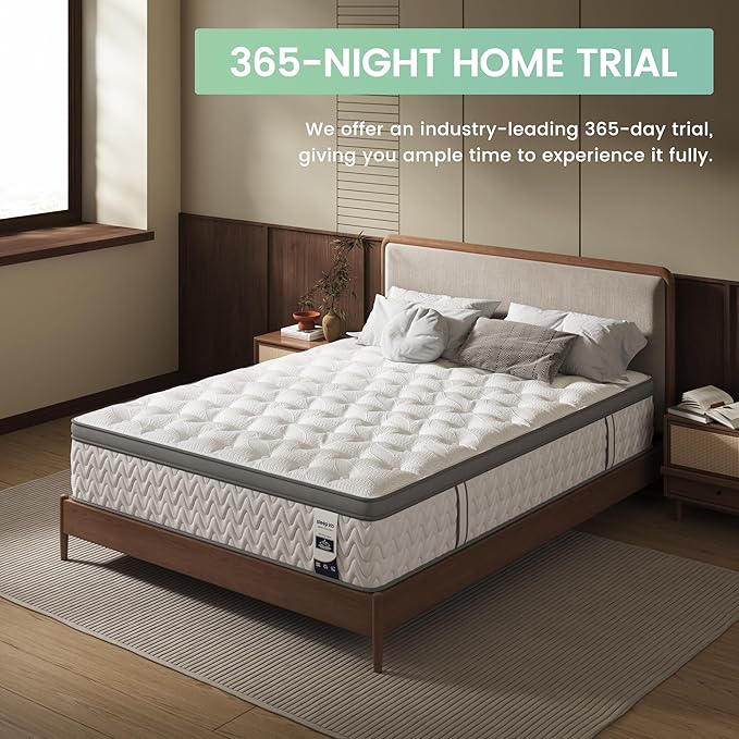 Twin Mattress 12 Inch, 5-Zone Deep SLEEP Firm Mattress with Extra Lumbar & Shoulder Support, Hotel Collection Hybrid Single Mattresses Pain Relief - Fiberglass Free & No Odor -365 Night Trial
