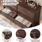 Farmhouse Bedroom Dresser and Nightstand Set of 4, 6 Drawer Tall & Low Dresser & 2 Drawer Nightstand Set, Rustic Wood Bedroom Furniture Set for Livingroom, Hallway, Walnut