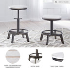 Signature Design by Ashley Torjin Industrial Adjustable Height Counter Barstool, 2 Count, White & Black