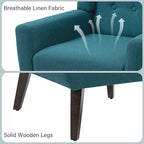 Accent Chair, Mid-Century Modern Fabric Chairs with Arms for Living Room, Comfy Upholstered Club Single Sofa Armchair for Bedroom Waiting Room with Solid Wood Frame (Fabric Turquoise, Set of 2)