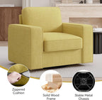 Swivel Accent Sofa Chair Set of 4, Modern Comfy Oversized Upholstered Cushion Back Armchair in Linen 1pcs for Living Room, Bedroom, Reading Room(Yellow)