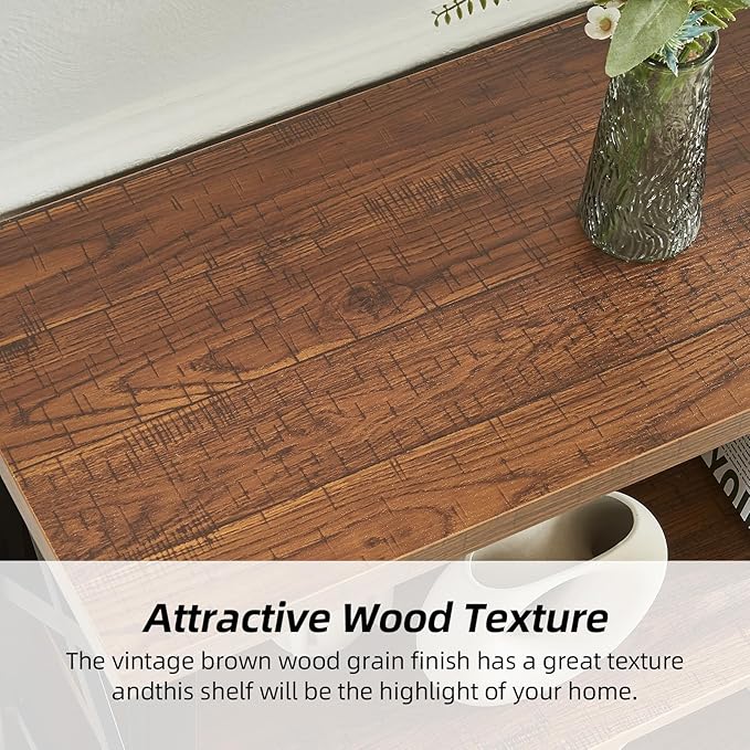 HOMBAZAAR Book Shelf,4 Tier Short Bookshelf with Metal Frame and Backboard,Rustic Brown Deep Bookcase with Engineered Wood Shelves,Shelf Bookcase for Living Room,Bedroom and Office