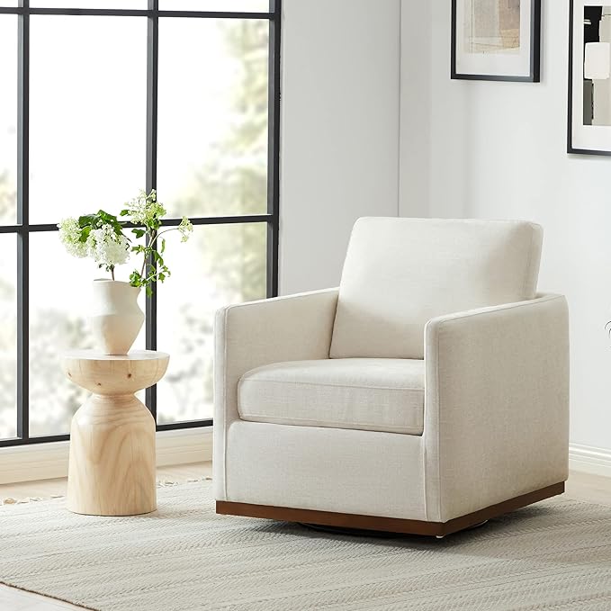 CHITA Swivel Accent Chair, FSC Certified Mid Century Modern Arm Chair for Living Room and Bedroom, Fully Assembled, Linen