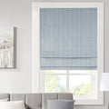 Madison Park Galen Cordless Roman Shade, 29"W x 64"H, Sheen Blue – Room Darkening, Thermal Insulated, Energy Efficient Window Blind with Subtle Sheen Basketweave Fabric for Privacy