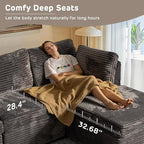 98" Modular Sectional Sofa Set with Swivel Chair, Modern Cloud Couch Plush Corduroy 3 Seater Deep Seat Sofas with Accent Armchair for Living Room Small Space, Gray