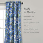 Lush Decor Dolores Light Filtering Window Panels, Pair, 52" W x 84" L, Blue & Green - Floral Curtains for Bedroom - Vintage Curtains - Coquette Room Decor