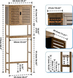 SMIBUY Bathroom Storage Shelf with Cabinet, Bamboo Over-The-Toilet Organizer Rack, Freestanding Toilet Space Saver with 3-Tier Adjustable Shelves (Walnut)