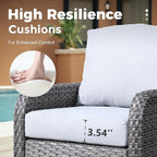 2 Pieces Wicker Patio Chairs - Outdoor Rattan Chairs Set of 2,All-Weather PE Wicker Dining Chair Set with High Back and Deep Seating for Deck Porch,Light Grey