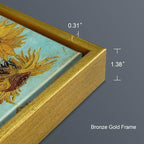 Wieco Art Large Framed Wall Art of Sunflower by Van Gogh Paintings Reproduction Abstract Canvas Prints for Home Living Room Decorations Bronze Gold Frame