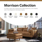 SIMPLIHOME Morrison Mid-Century Modern 89 inch Wide Sofa with Ottoman Set in Caramel Brown Genuine Leather for the Living Room and Family Room