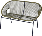 Christopher Knight Home Dessa 3 Piece Patio Furniture Set, Patio Wicker Accent Chair Set of 2 and Loveseat, Metal Frame 4 Seater Outdoor Papasan Lounge Chair Set, PE Rattan Outdoor Bistro Set, Green