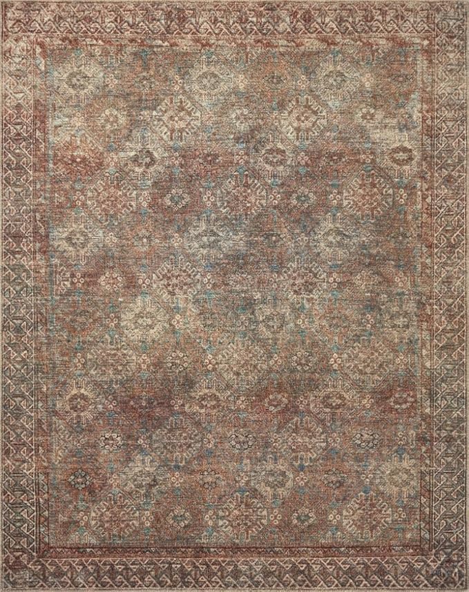 Loloi Amber Lewis Billie Collection BIL-04 Aqua/Rust 5'-0" x 7'-6", 0.19" Thick Area Rug
