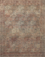 Loloi Amber Lewis Billie Collection, Aqua & Rust 2'-3" x 3'-9" Area Rug – Antique & Distressed Accent Rugs for Living Room, Bedroom, Entryway & Hallway, No Shed High Traffic Area Home Decor Rug