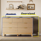 Fluted 7 Drawer Dresser, 47.2" Wide Modern Boho Chest of Drawers, Wooden Storage Dresser TV Stand for Bedroom, Living Room, Closet, Hallway, Curved Profile Design