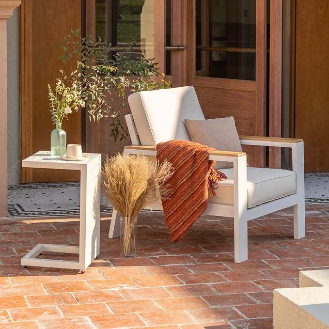 Outdoor Seat Cushions Set for Patio Furniture Deep Seating Patio Cushion Set Weather-Resistant Thick Cushions 23.6" W x 23.6" D x 5” T,Creamy White