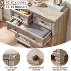 Farmhouse Bedroom Dresser and Nightstand Set of 4, 6 Drawer Tall & 5 Drawers Dresser & 2 Drawer Nightstand Set, Rustic Wood Bedroom Furniture Set for Livingroom, Hallway, Grey
