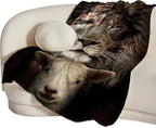 Christian Jesus Lion and Lamb Throw Blanket - Religious Gifts and Decor for Men Women Adults - Soft Warm Cozy Fleece for Couch Sofa Bed 80"x60"