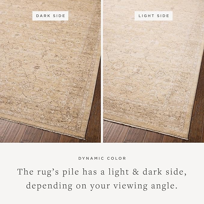 Loloi Chris Loves Julia Palma Collection PLM-10 Wheat/Bark 2'-7" x 10'-0" Fringe Runner Rug Vintage Style Boho Living Room Bedroom Carpet