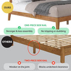 DG Casa Vandermark Solid Wood Easy Install Full Bed Frame with Unique Headboard and Wooden Slat Support Included No Box Spring Required - Beige Walnut