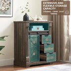 Bathroom Floor Cabinet, Farmhouse Storage Cabinet with Sliding Barn Door, Small Storage Cabinet with Drawer for Bathroom, Kitchen, Living Room, Rustic Style Cabinet (Dark Rustic Oak)