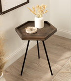 Kate and Laurel Kashvi Modern Side Table 17 x 15 x 20; Graywash; Decorative Farmhouse Hexagon Bedroom Nightstand Table for Storage and Display