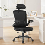 Ergonomic Office Chair, High Back Mesh Desk Chair with Lumbar Support, Flip-up Armrests, Adjustable Headrest, Computer Gaming Chairs for Long Hours, Black