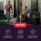 Keter Solana 70 Gallon Storage Bench Deck Box for Patio Storage, Front Porch Decor and Outdoor Seating – Perfect to Store Garden Tools and Pool Floats, Graphite