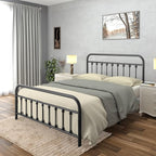 Golden Gate Beds Victorian Vintage Style Metal Bed Frame with Wrought Iron Headboard and Footboard, Classic Platform Bedframe Storage, No Box Spring Needed, Mattress Foundation, Black, California King