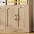 FACBOTALL Bookshelf and Bookcase with Doors, 6 Tier Double Wide Large Bookshelves, Open Display Shelves, 73'' Tall Bookshelf with Storage Cabinets for Home Office, Living Room, Library, Oak